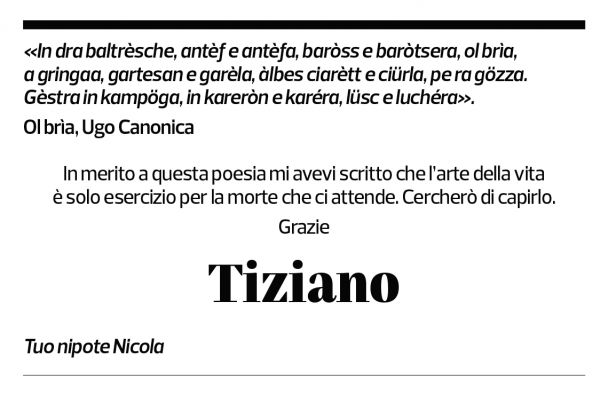 Annuncio funebre Tiziano Allevi