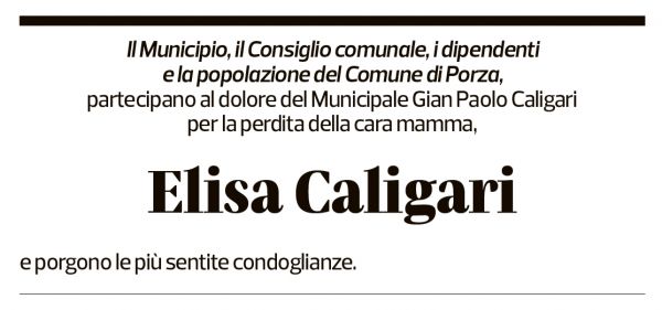 Annuncio funebre Elisa Caligari
