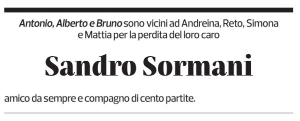 Annuncio funebre Sandro Sormani