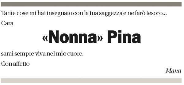Annuncio funebre Giuseppa Nasta