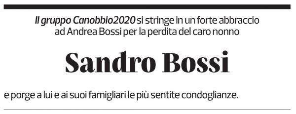 Annuncio funebre Sandro Bossi