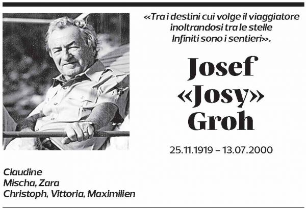Annuncio funebre Josef Groh