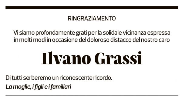 Annuncio funebre Ilvano Grassi