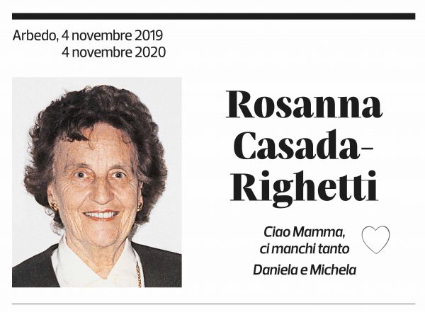 Annuncio funebre Rosanna Casada-righetti
