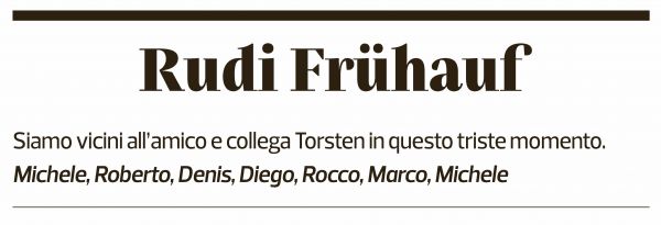 Annuncio funebre Rudi Frühauf