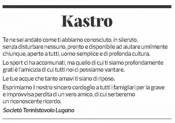 Annuncio funebre Kastro 
