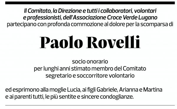 Annuncio funebre Paolo Rovelli