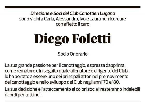 Annuncio funebre Diego Foletti