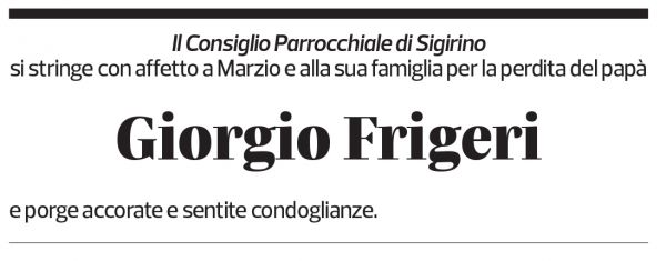 Annuncio funebre Giorgio Frigeri