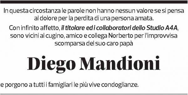 Annuncio funebre Diego Mandioni