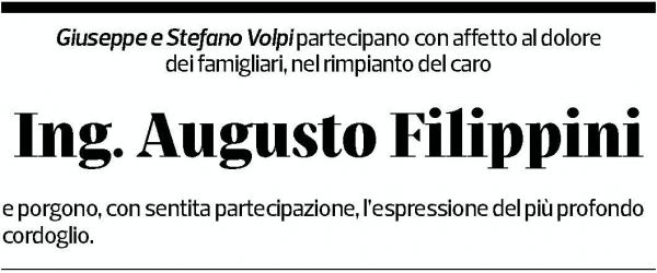Annuncio funebre Augusto Filippini