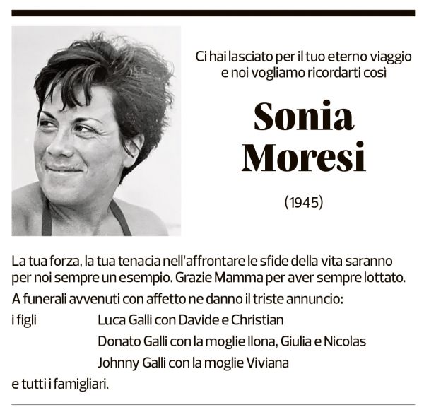 Annuncio funebre Sonia Moresi