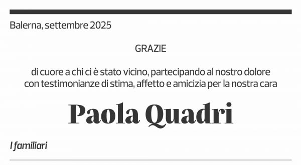 Annuncio funebre Paola Quadri