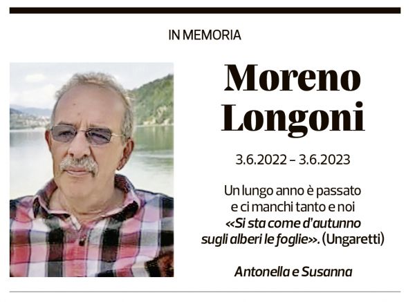 Annuncio funebre Moreno Longoni