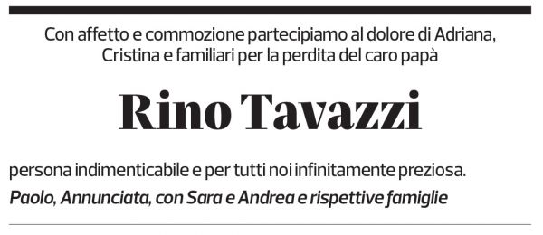 Annuncio funebre Rino Tavazzi