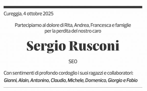 Annuncio funebre Sergio Rusconi
