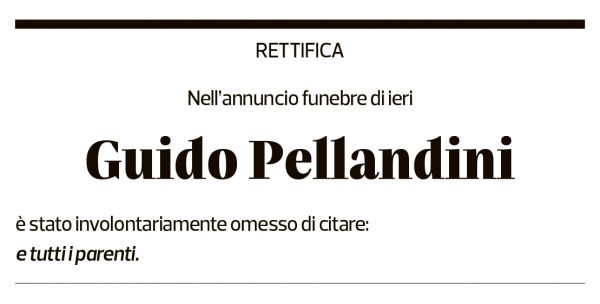 Annuncio funebre Guido Pellandini