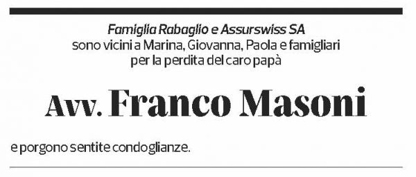Annuncio funebre Franco Masoni