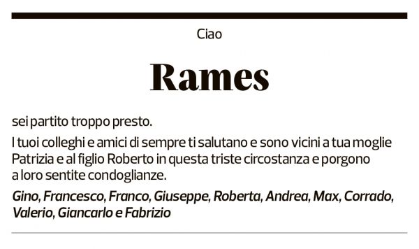Annuncio funebre Rames Mayer