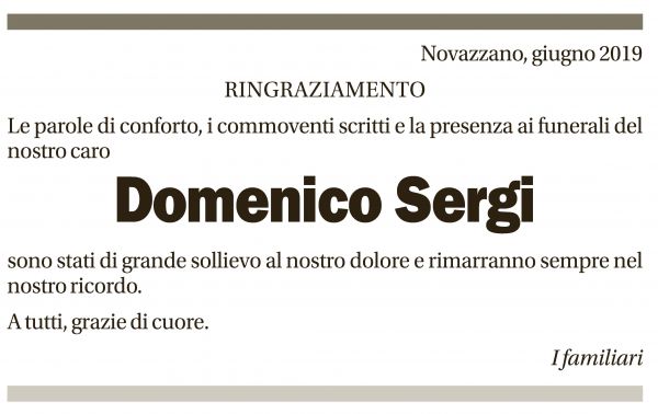 Annuncio funebre Domenico Sergi