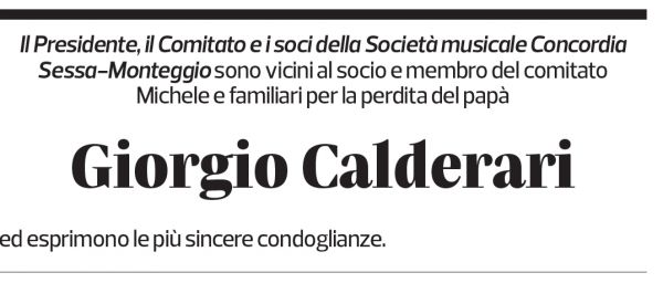 Annuncio funebre Giorgio Calderari