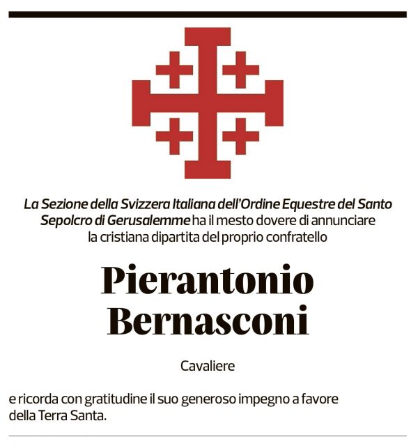 Annuncio funebre Pierantonio Bernasconi