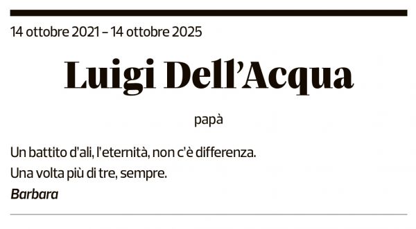 Annuncio funebre Luigi Dell'acqua