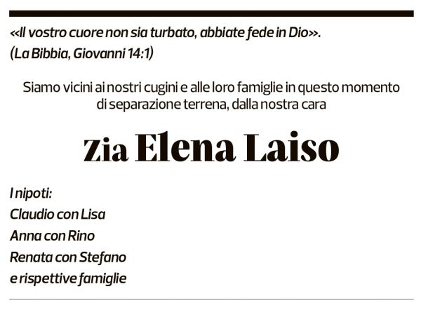 Annuncio funebre Elena Laiso-monaco