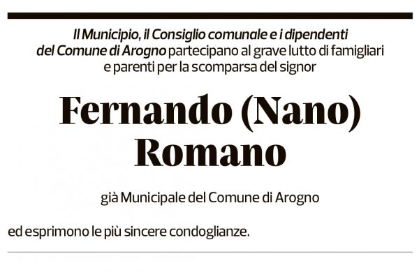 Annuncio funebre Fernando Romano