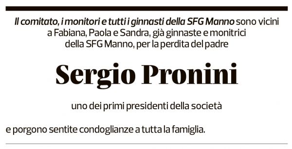 Annuncio funebre Sergio Pronini