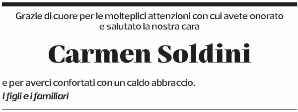 Annuncio funebre Carmen Soldini