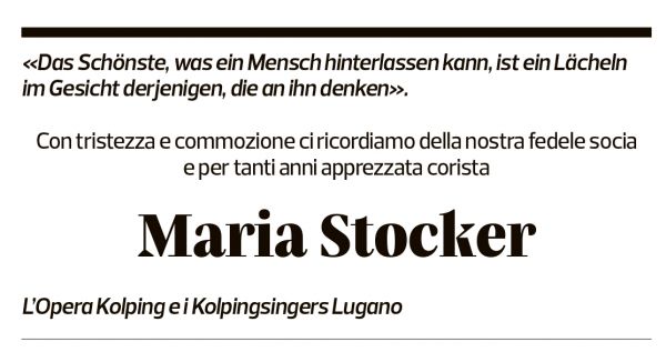 Annuncio funebre Maria Stocker