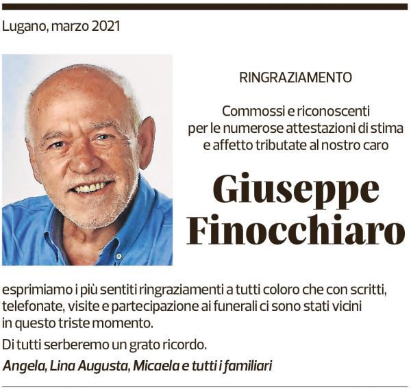 Annuncio funebre Giuseppe Finocchiaro