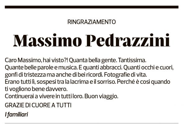 Annuncio funebre Massimo Pedrazzini