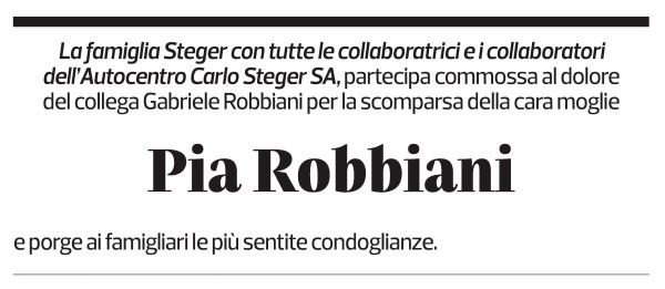 Annuncio funebre Pia Robbiani