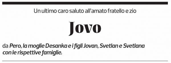 Annuncio funebre Jovo Cupic