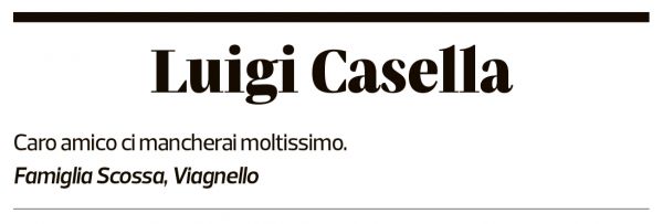 Annuncio funebre Luigi Casella