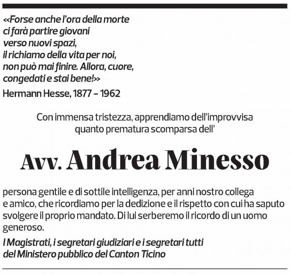 Annuncio funebre Andrea Minesso