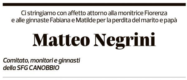 Annuncio funebre Matteo Negrini