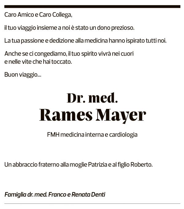 Annuncio funebre Rames Mayer
