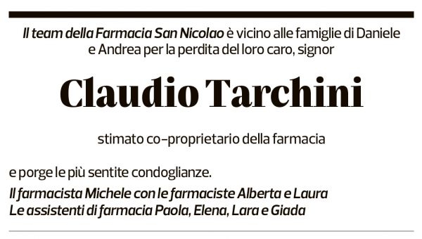 Annuncio funebre Claudio Tarchini