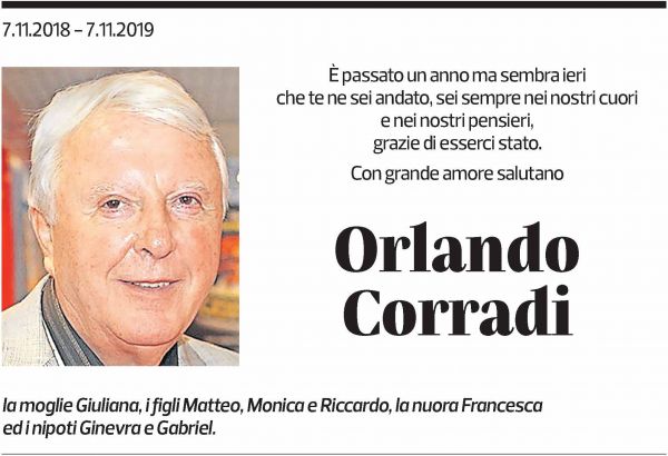 Annuncio funebre Orlando Corradi