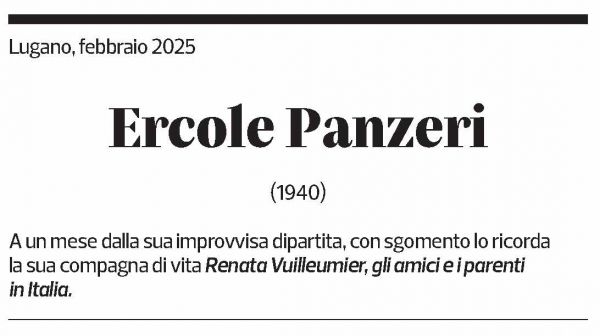 Annuncio funebre Ercole Panzeri