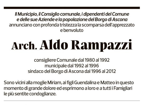 Annuncio funebre Aldo Rampazzi