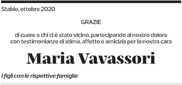 Annuncio funebre Maria Vavassori