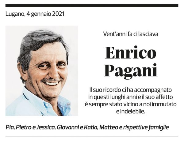 Annuncio funebre Enrico Pagani