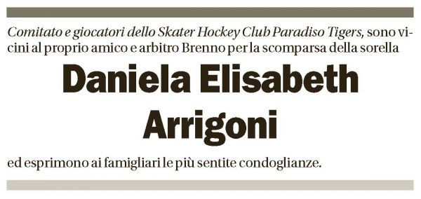 Annuncio funebre Daniela Elisabeth Arrigoni