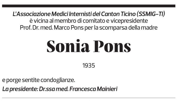 Annuncio funebre Sonia Pons