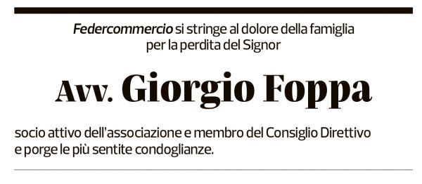 Annuncio funebre Giorgio Foppa