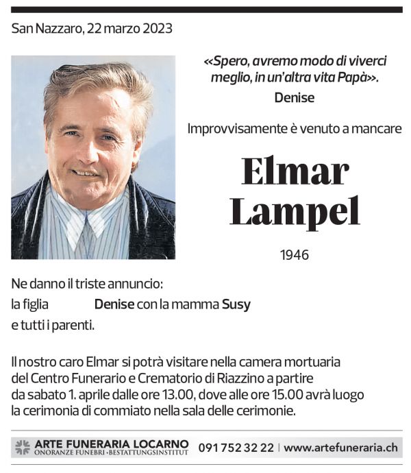 Annuncio funebre Elmar Lampel